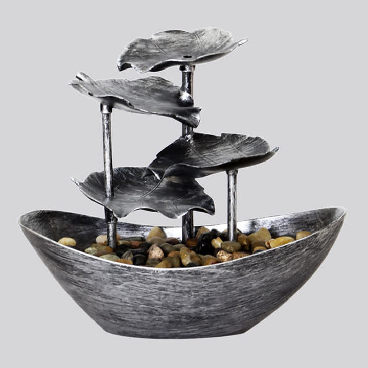 Fuente de cascada con forma de hoja de loto y Buddha Stones, adorno de mesa con luz LED, decoración para el hogar y la oficina. - image 2
