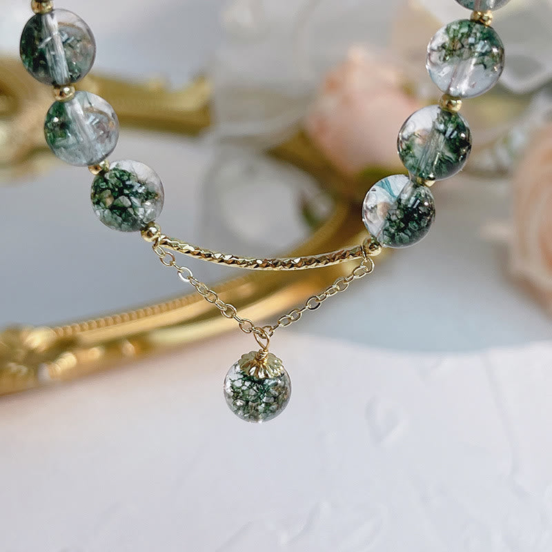 Pulsera con dije de confianza de cristal fantasma verde de Buddha Stones