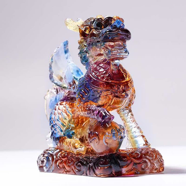 Feng Shui Kirin hecho a mano Liuli Crystal Art Piece Fortune decoración de la oficina en el hogar - image 3