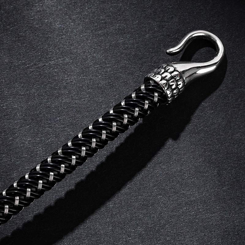 Pulsera de la suerte con protección de acero titanio y dragón de Buddha Stones - image 10