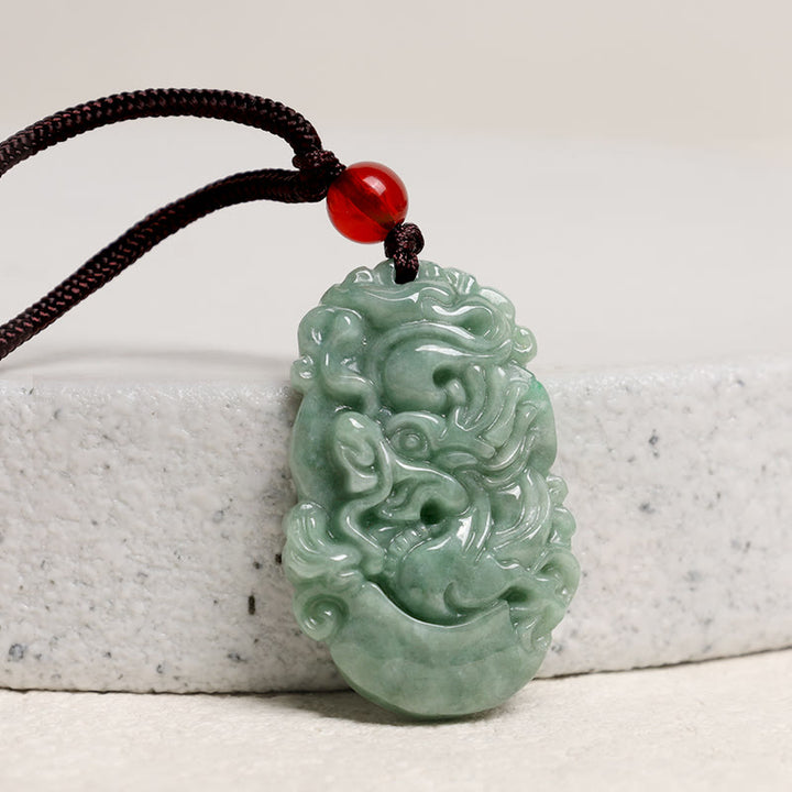 Colgante de collar de prosperidad del zodíaco chino con Buddha Stones de jade natural 12 - image 2