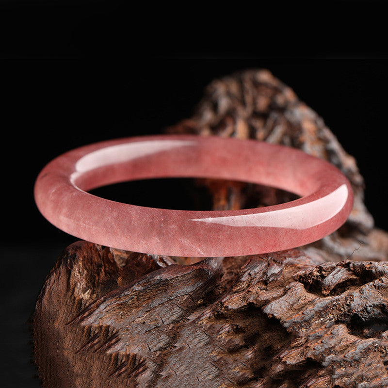Brazalete de pulsera curativo de amor de cuarzo fresa natural con Buddha Stones
