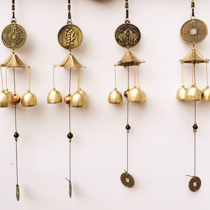Buddha Stones, letra de bendición, elefante, Bagua, moneda auspiciosa, campanilla colgante de pared, decoración hecha a mano para el hogar