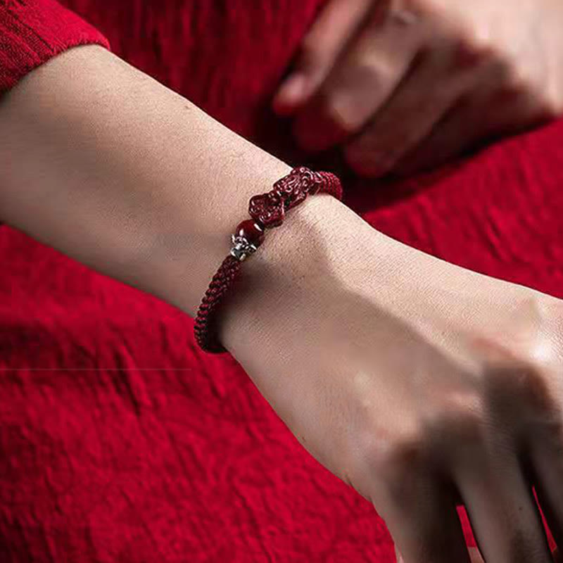 Pulsera trenzada de cinabrio PiXiu hecha a mano con Buddha Stones - image 22