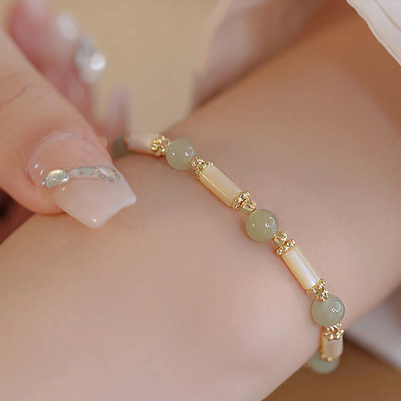 Pulsera de bendición de jade hetiano de ágata roja de piedra tridacna de Buddha Stones