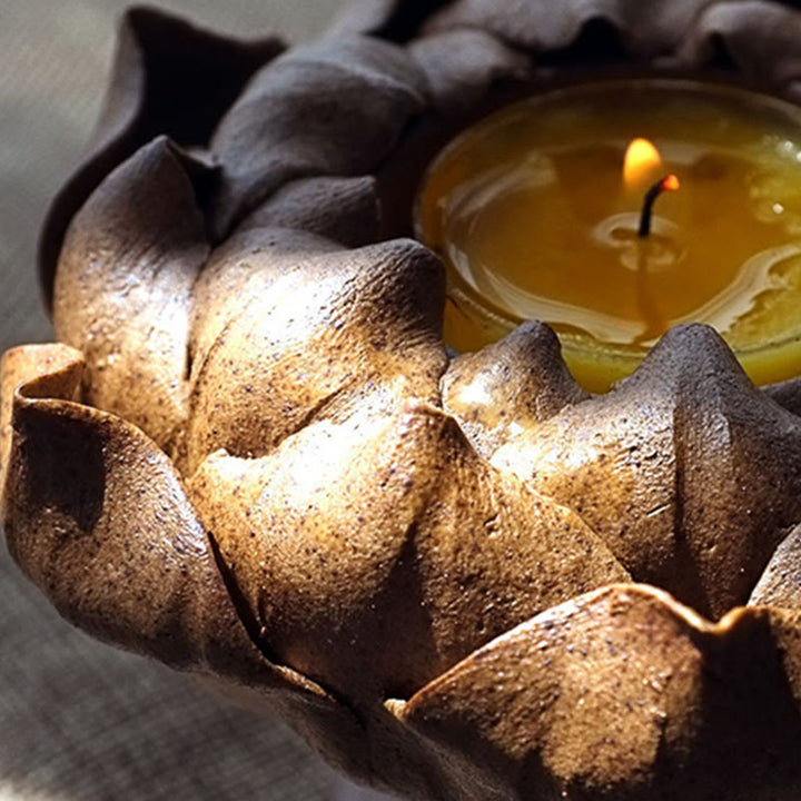 Quemador de incienso de cerámica con diseño de flor de loto y Buddha Stones , decoración para el hogar