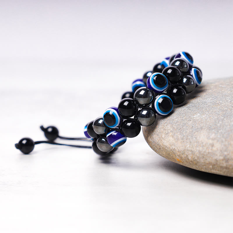 Pulsera con cuentas de protección de ojo de tigre, hematita, mal de ojo , Buddha Stones