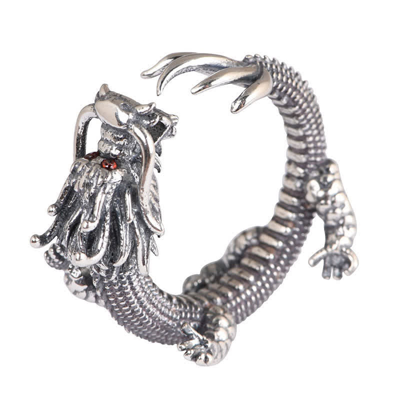 Anillo de protección de la suerte del dragón de plata de ley 925 - image 12