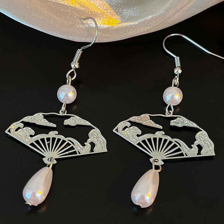 Pendientes colgantes curativos con perlas y nubes propicias, Buddha Stones