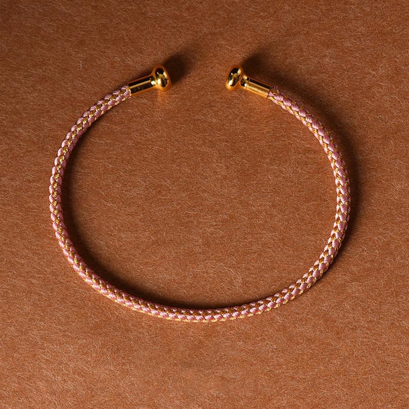 Pulsera de cuerda trenzada de la suerte hecha a mano con diseño simple de Buddha Stones - Rosa claro - image 16
