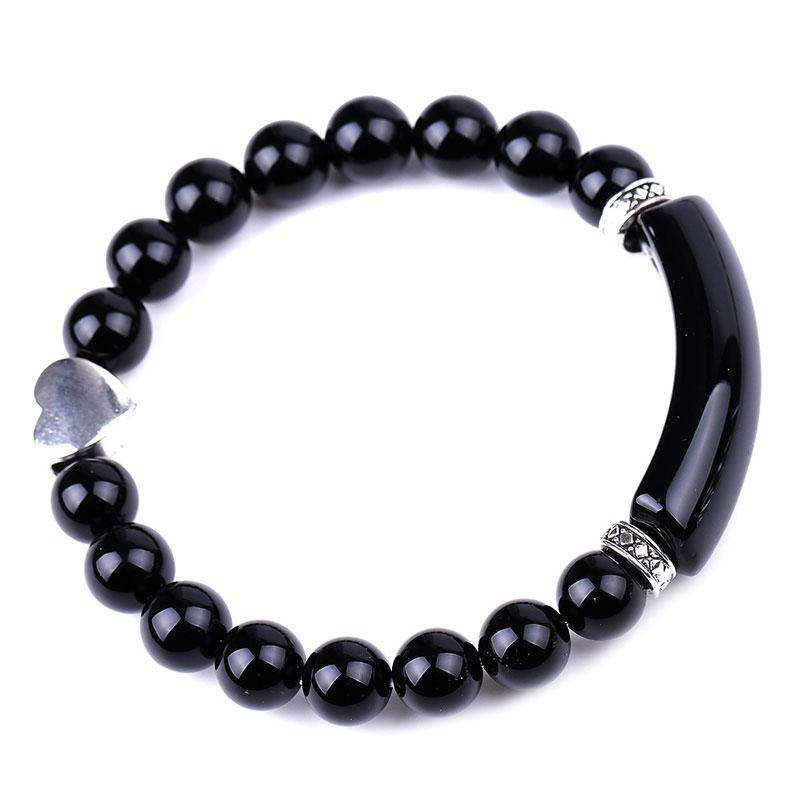 Pulsera de corazón unisex con cuentas de cristal natural