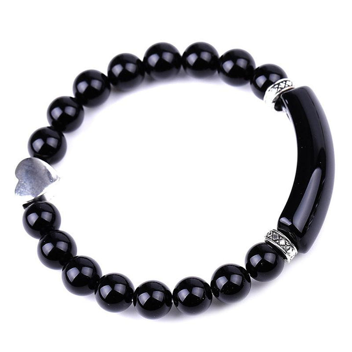 Pulsera de corazón unisex con cuentas de cristal natural