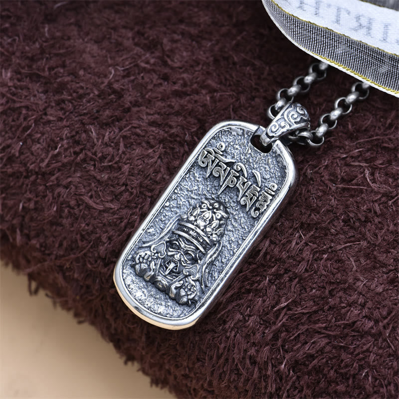 Collar con colgante de plata de ley 925 con Buddha Stones Zakiram, diosa de la riqueza Om Mani Padme Hum - image 4