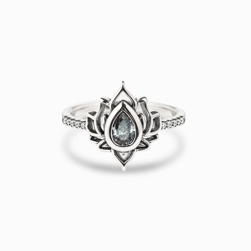 Anillo de protección de bendición de circonita de loto de plata de ley con Buddha Stones - image 3