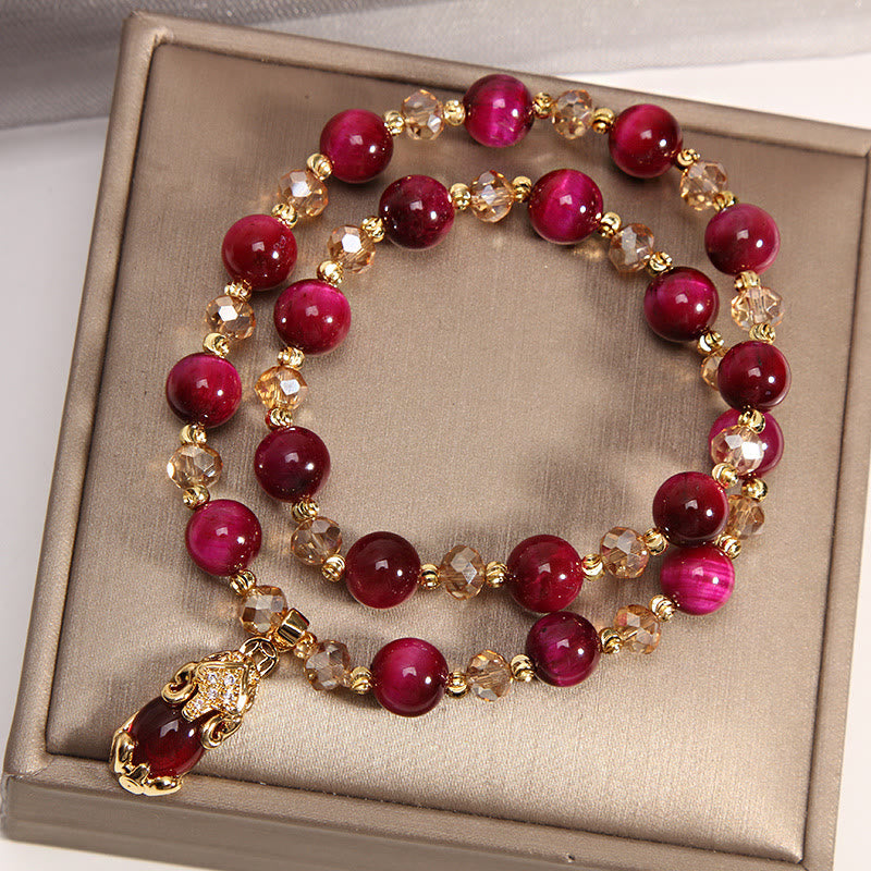 Ojo de tigre Pixiu Fox bolsa de dinero protección confianza en sí mismo pulsera de doble envoltura - image 4