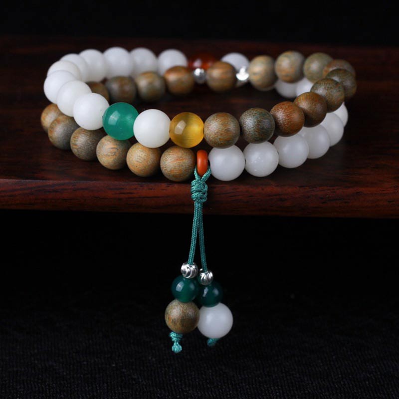 Pulsera de la suerte para despertar con semillas de Bodhi de sándalo verde