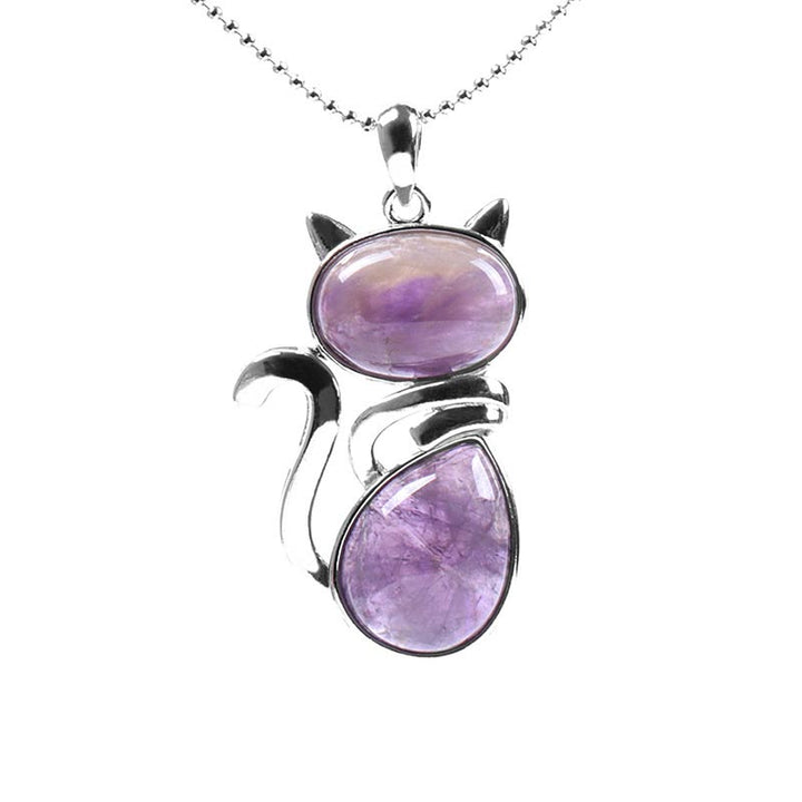 Colgante de collar de protección de cristal natural con patrón de gato de Buddha Stones - image 4