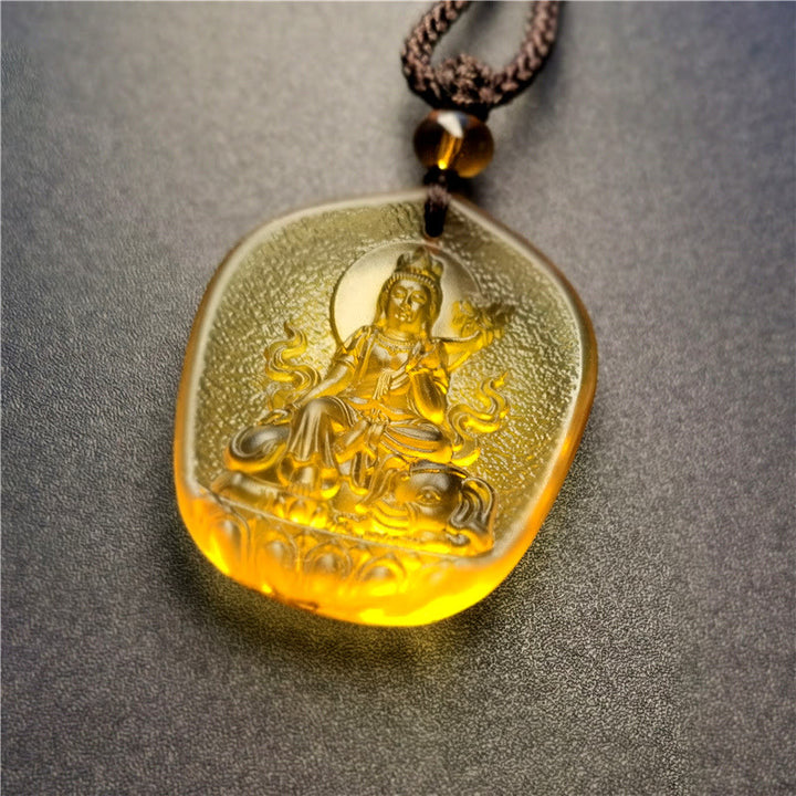 Buddha Stones Zodíaco Chino Buda Natal Bendición Liuli Cristal Compasión Collar Colgante - Dragón/Serpiente-Samantabhadra Bodhisattva - image 6