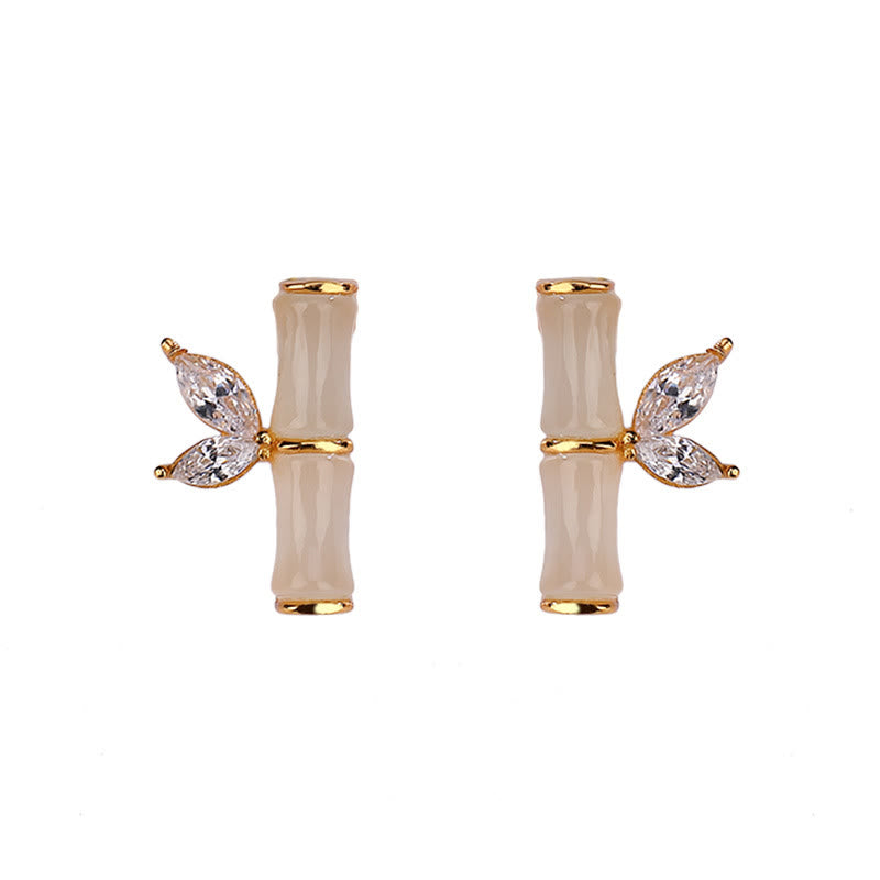 Pendientes de plata de ley 925 con Buddha Stones , jade cian hetiano, jade blanco, ágata roja, patrón de bambú, pendientes de la suerte
