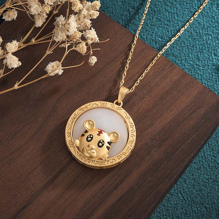 Collar de bendición del año del tigre de jade blanco - image 3