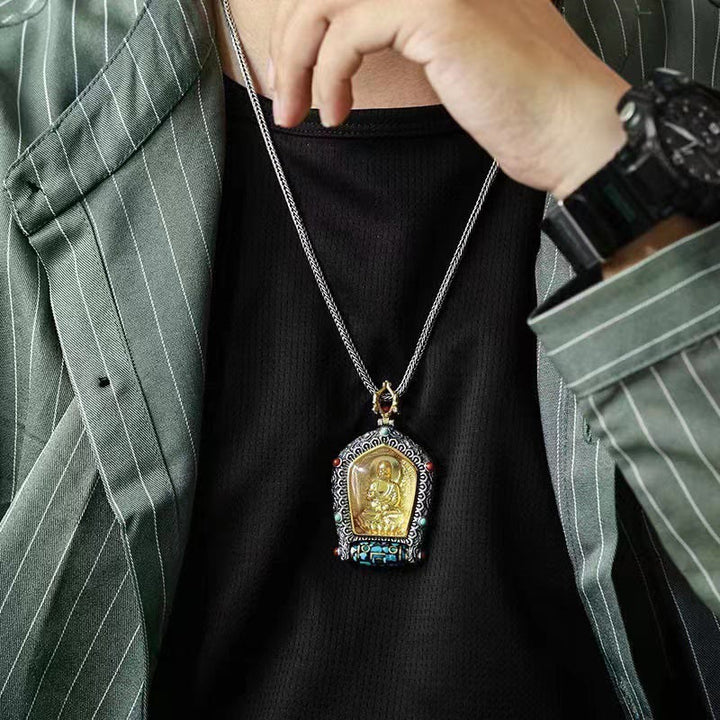 Colgante de collar de cuentas Dzi giratorio del zodiaco chino del Tíbet Buda natal Thangka prosperidad - image 10