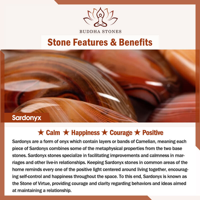 Llavero positivo con piedra Sardonyx aleatoria de Buddha Stones