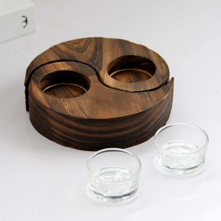 Portavelas de madera Yin Yang, artículos de uso para rituales de meditación
