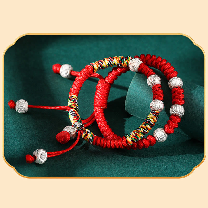 Pulsera para niños trenzada hecha a mano con Buddha Stones , Plata de Ley 925, nudo King Kong, hilo rojo multicolor - image 12