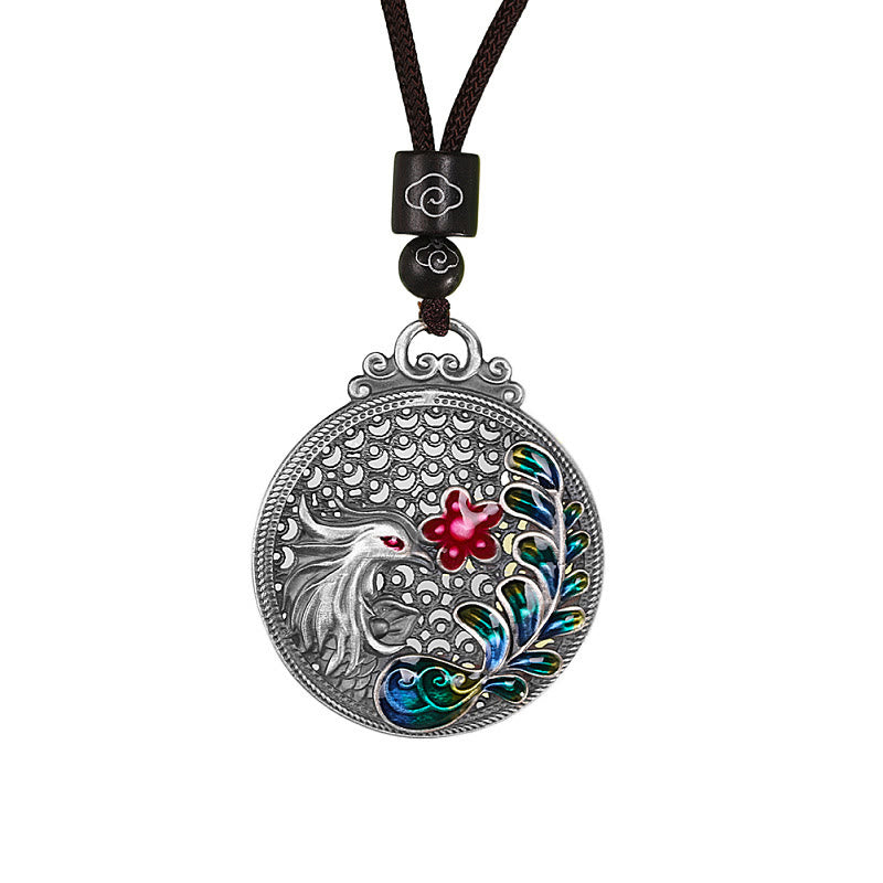 Collar con colgante de plata de ley 990 con Buddha Stones , diseño de fénix y protección de la suerte - image 8
