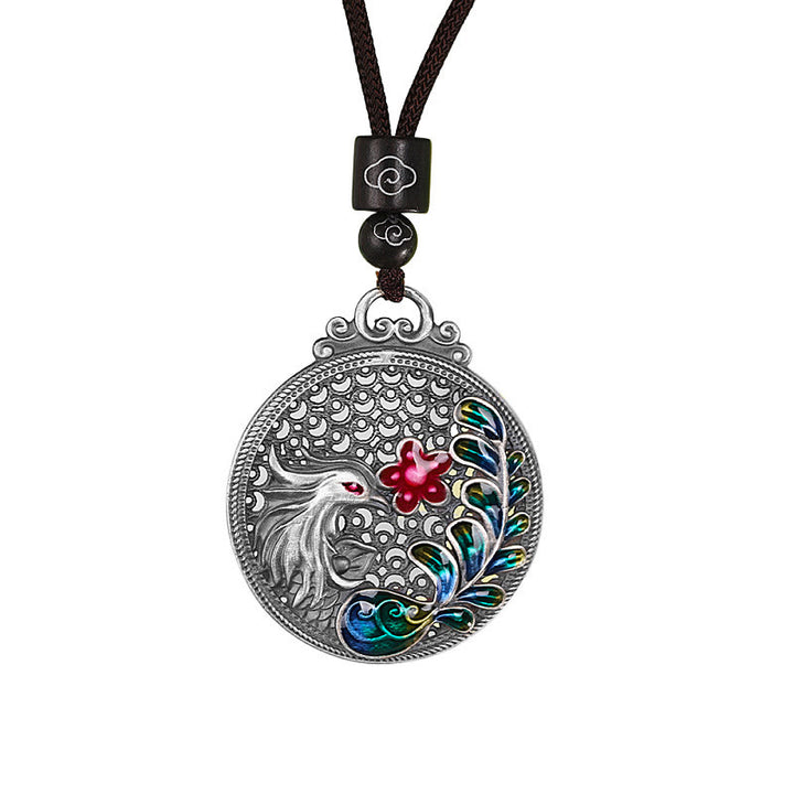 Collar con colgante de plata de ley 990 con Buddha Stones , diseño de fénix y protección de la suerte - image 8
