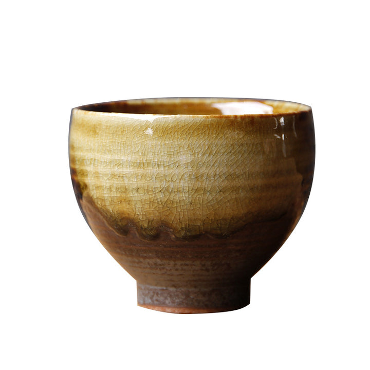 Buddha Stones Vintage marrón Beige horno cambio taza de té de cerámica Kung Fu taza de té tazón