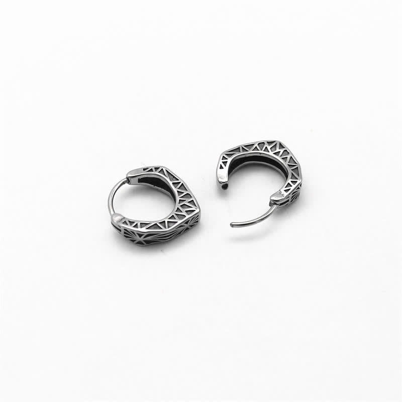 Pendientes de equilibrio de acero y titanio con aro vikingo
