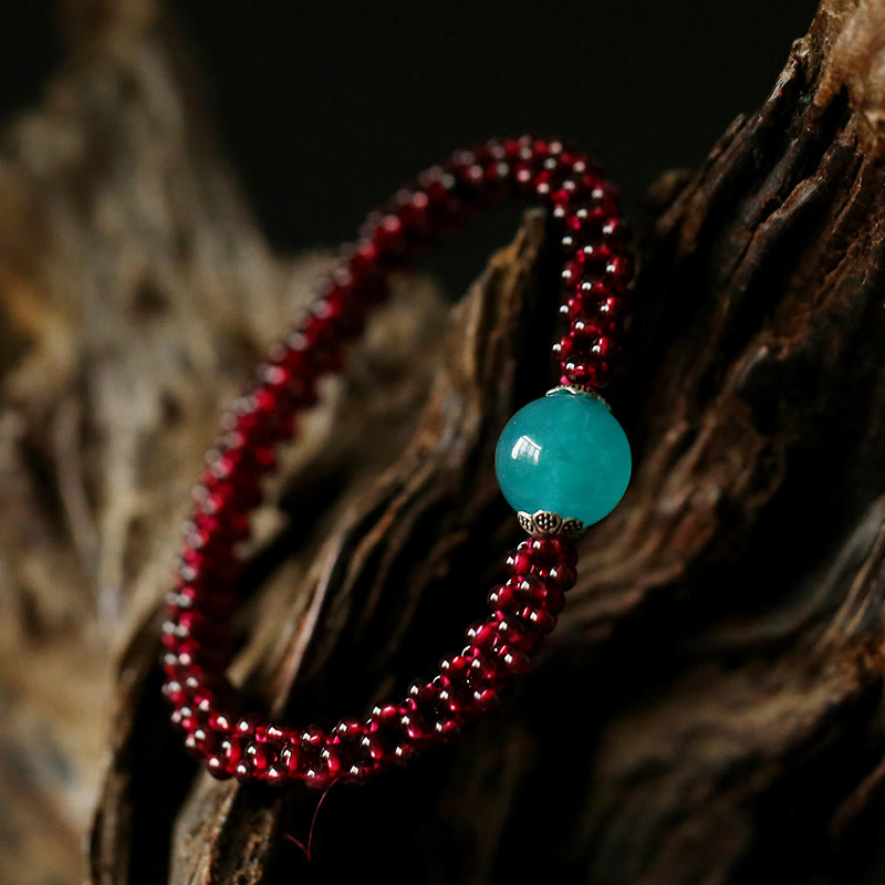 Pulsera de protección de cuentas de amazonita, ágata roja, cristal rosa, granate Natural , Buddha Stones