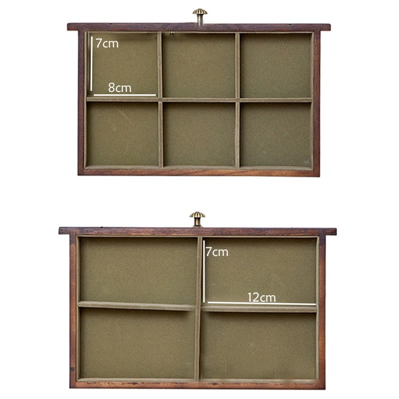 Caja de joyería de madera maciza retro con Buddha Stones, caja de almacenamiento de joyería de madera de cuatro capas