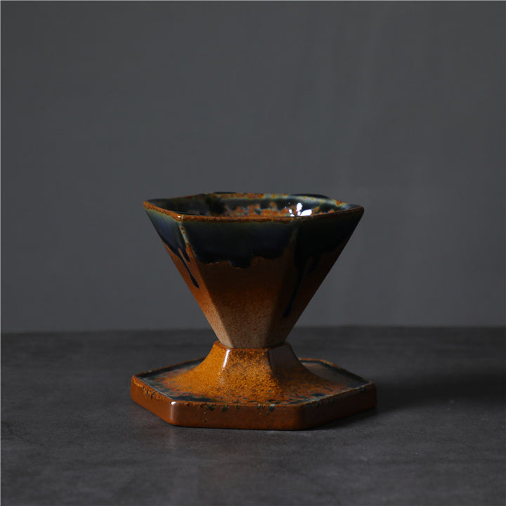 Taza de café y té de cerámica con diseño hexagonal de Buddha Stones, taza de café con base de 170ml