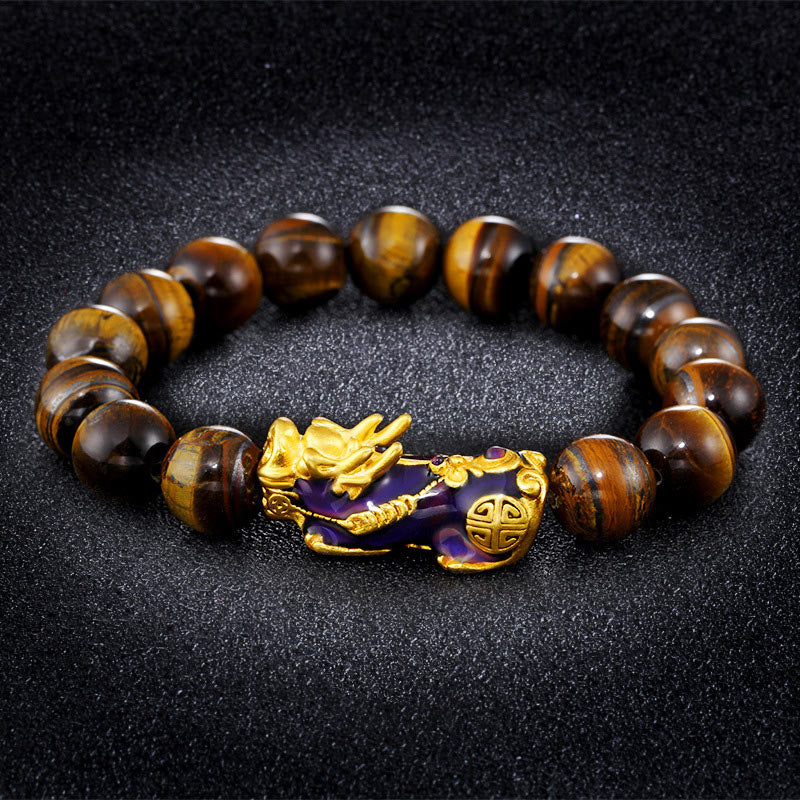 Pulsera Feng Shui de ojo de tigre hecha a mano tibetana con Buddha Stones