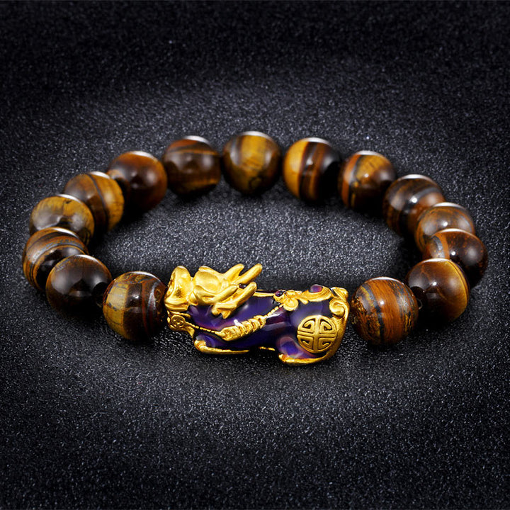 Pulsera Feng Shui de ojo de tigre hecha a mano tibetana con Buddha Stones
