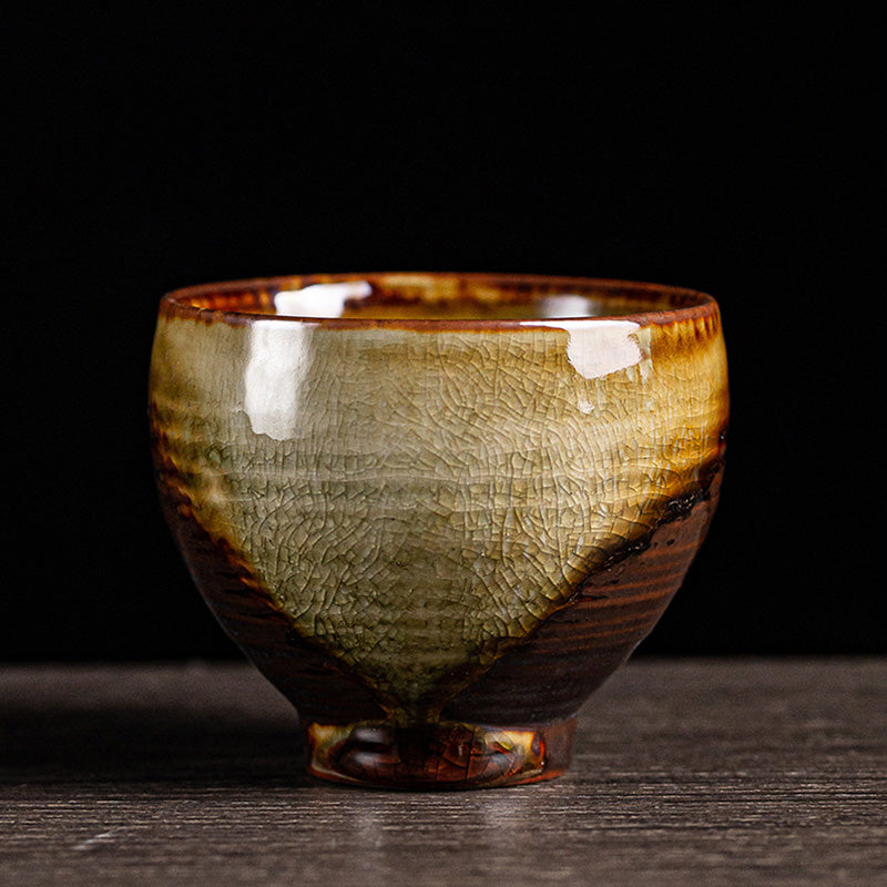 Taza de té de cerámica con cambio de horno marrón Retro con Buddha Stones, taza de té de Kung Fu