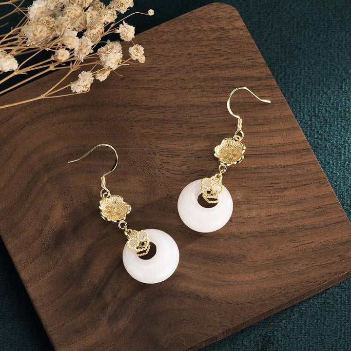 Pendientes colgantes de bendición de jade blanco FengShui