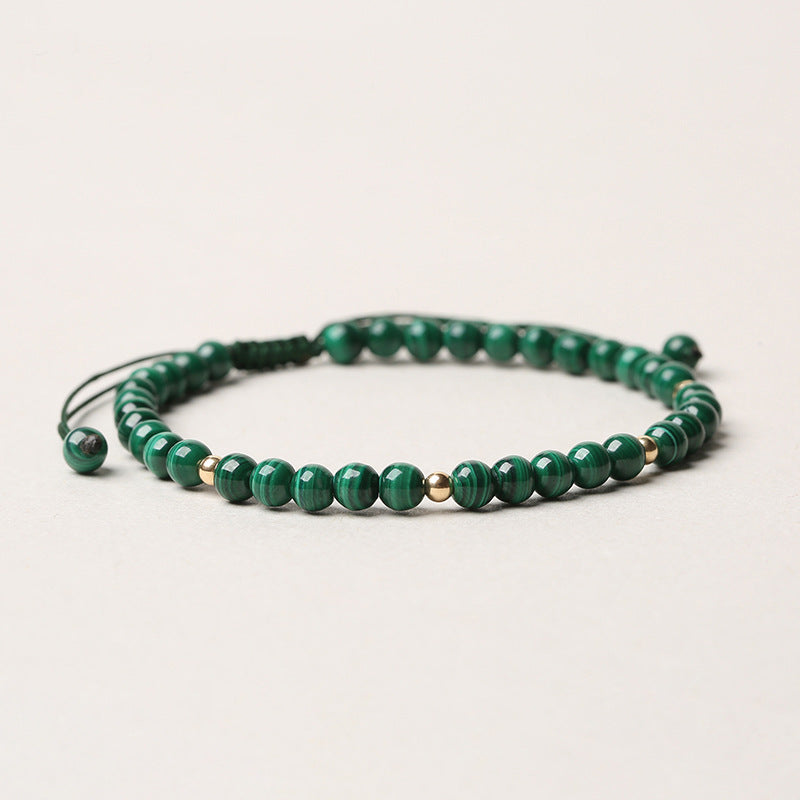 Pulsera de hilo de calma y protección de malaquita natural con Buddha Stones