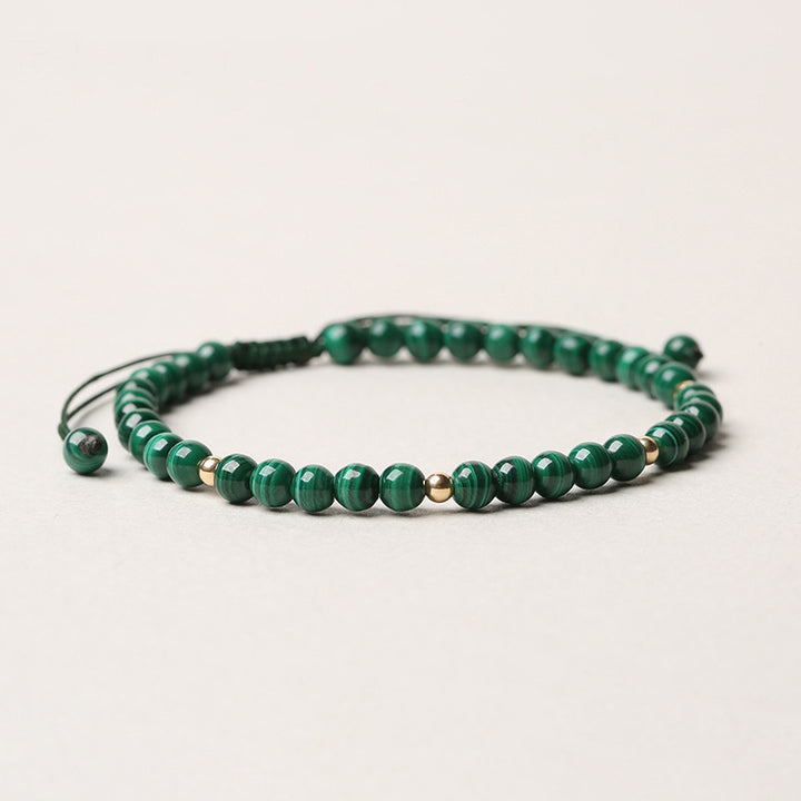 Pulsera de hilo de calma y protección de malaquita natural con Buddha Stones