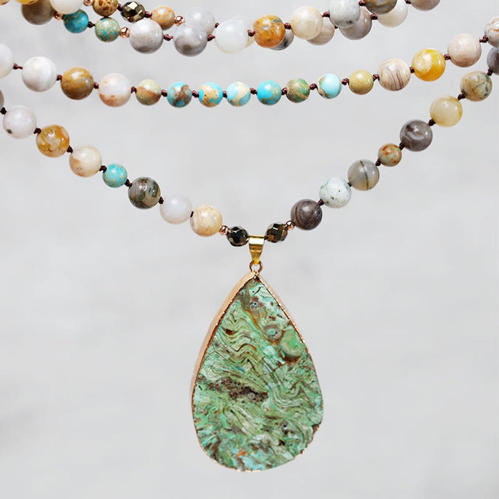 Collar curativo con cuentas de jaspe Picasso del océano natural de Buddha Stones