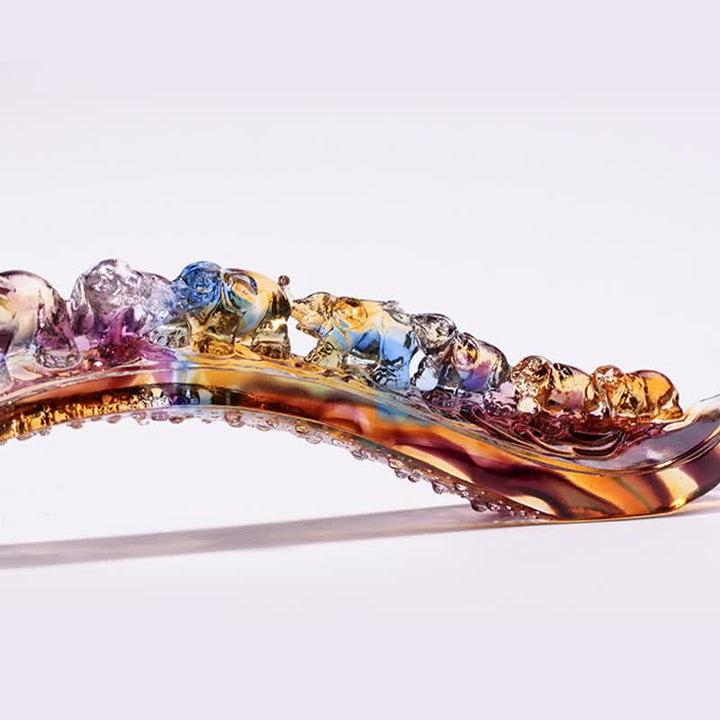 Decoración del hogar hecha a mano de Liuli Crystal Ruyi Elephant Art Piece con base de cristal - image 10