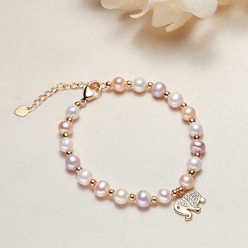 Pulsera de sinceridad con dije de circonita y elefante chapado en oro de 18 quilates con Buddha Stones
