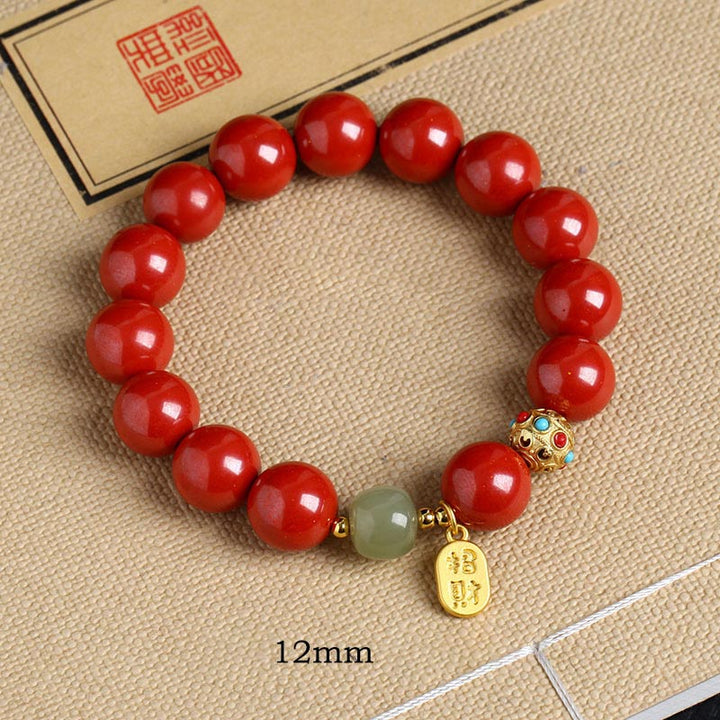 Pulsera con dijes de protección de la fortuna, aventurina verde cinabrio y Buddha Stones
