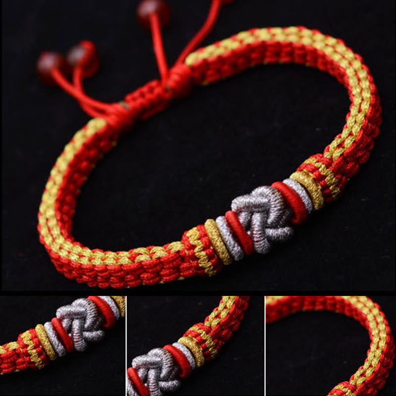 Pulsera hecha a mano con Buddha Stones, cuerda colorida, nudo de amor verdadero, suerte