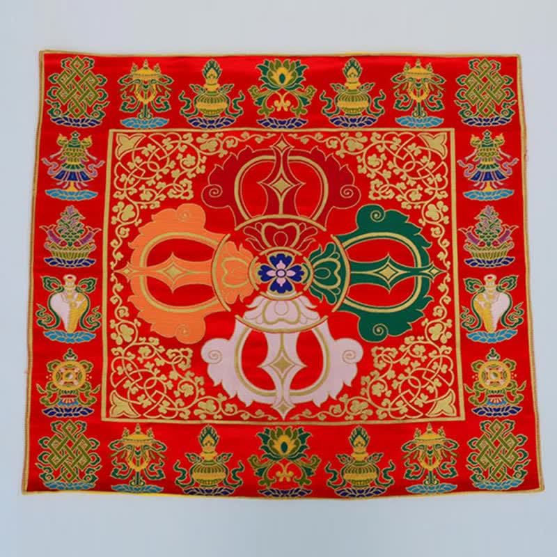 Tapete para altar de oración con nudo sin fin, tapete para meditación curativa, 8 símbolos auspiciosos, camino de mesa
