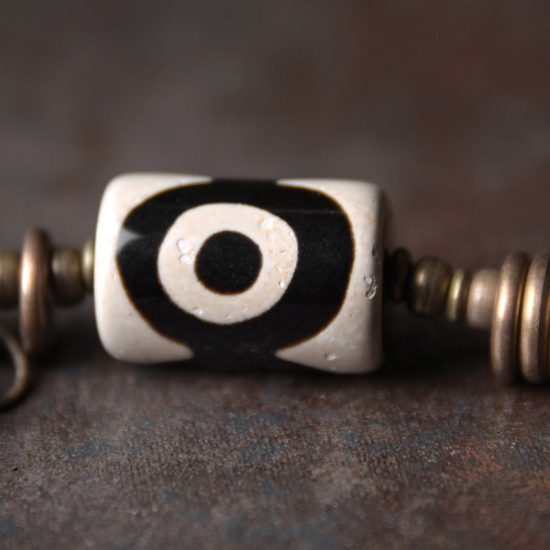 Pulsera de pareja de protección de cobre con cuentas Dzi de madera de ébano y Buddha Stones