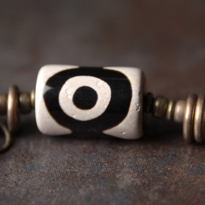 Pulsera de pareja de protección de cobre con cuentas Dzi de madera de ébano y Buddha Stones