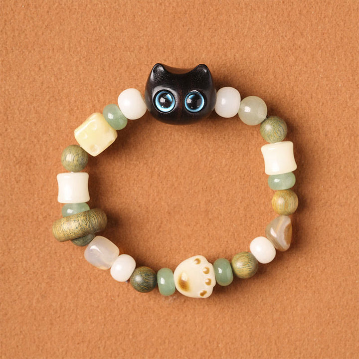 Buddha Stones, semillas de Bodhi, sándalo verde, madera de ébano, hoja pequeña, sándalo rojo, cabeza de gato, garra de pata, pulsera de la paz - image 2